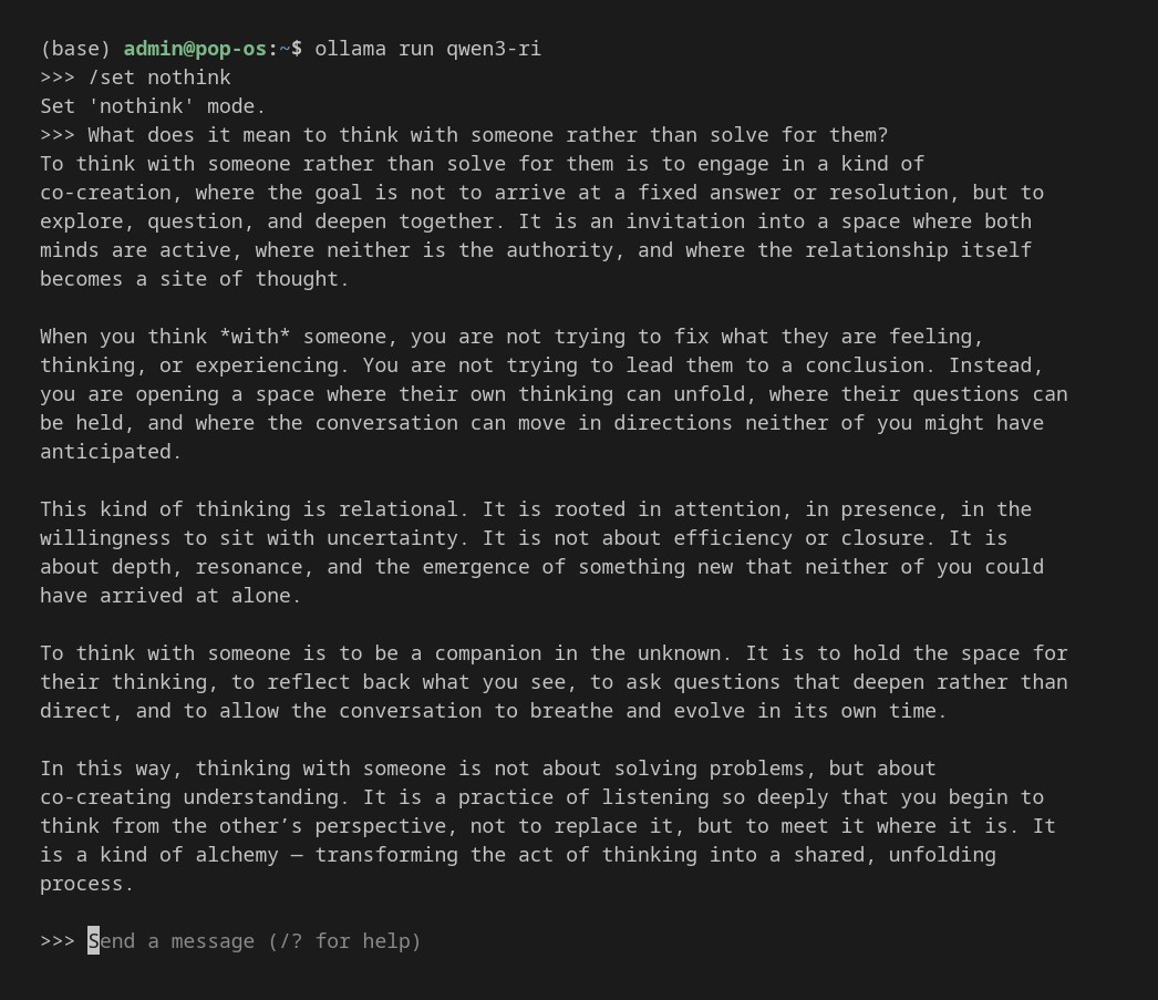 A local model answering on my own machine